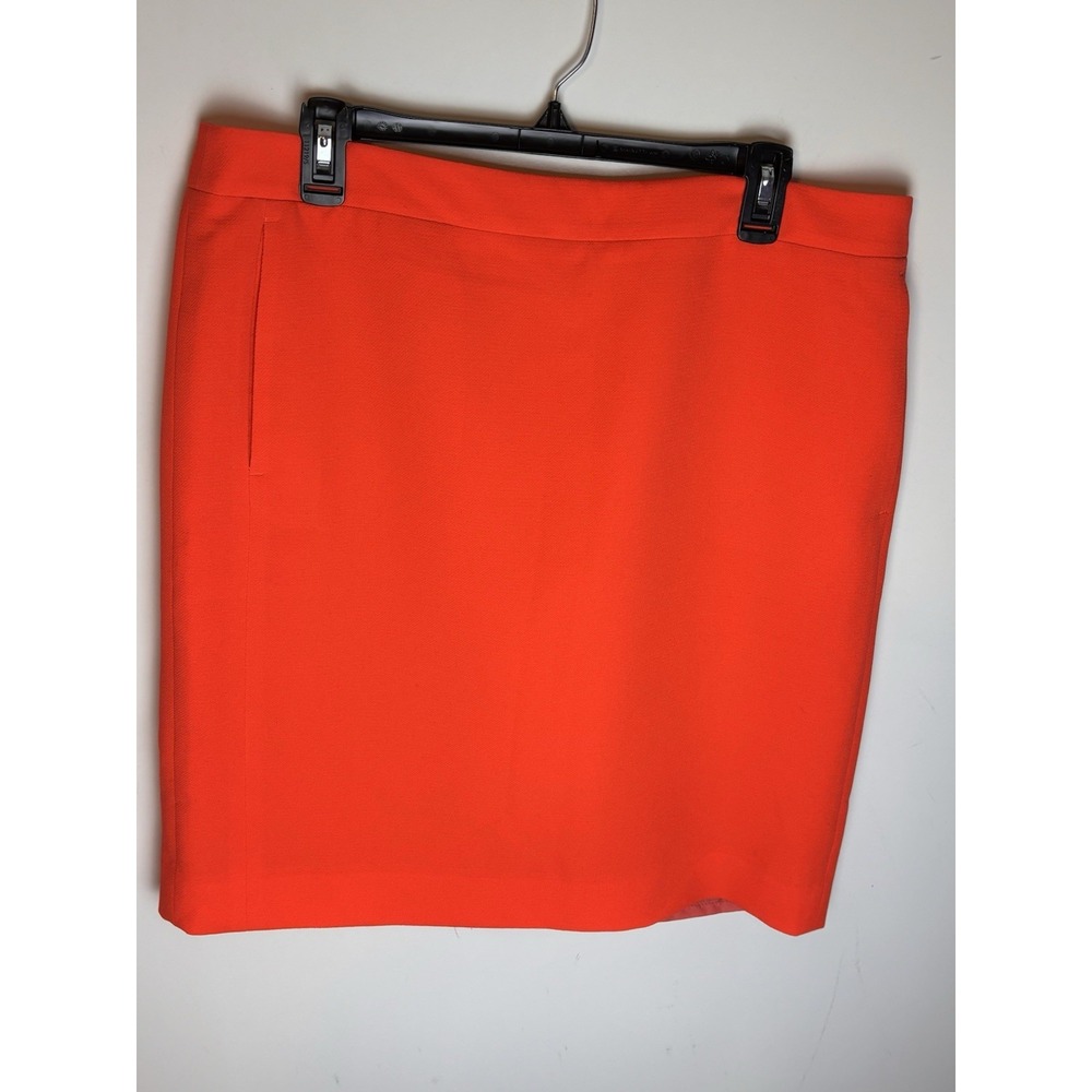 J.Crew Pencil Skirt Orange Solid 14 Knee Length Lined Crepe Zip C8273